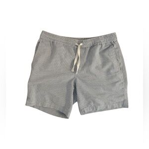 Frank & Oak Striped Seersucker Drawstring Shorts in Light Blue and White